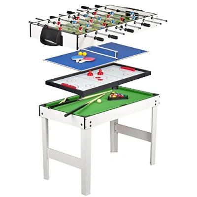 Imagen de Leomark Mesa multijuegos futbolin Billar 4 en 1 (Billar, futbolín pimpón y Hockey) de Ping Pong Air Hockey Futbolín, Dimensiones: 120 cm x 61 82 (A)