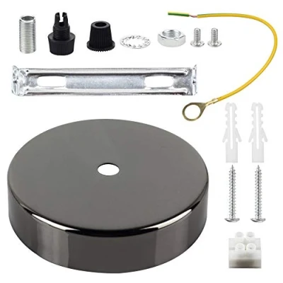 Imagen de TIANFAN Techo de Rose colgante Cable Grip Flex Abrazadera Placa para instalación luz 100 mm Elija lámpara Multi Color Full Set Gun Metal