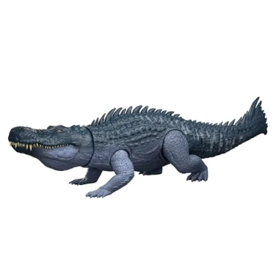 Imagen de Mattel Jurassic World: El Renacer, Grandes embestidas Purusaurio Figura de dinosaurio juguete especie grande, con 2 embestidas, juego digital, JGB94