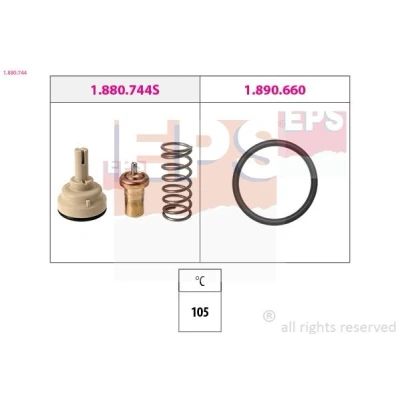 Imagen de EPS 1.880.744 Termostato, refrigerante 105 Made in Italy OE Equivalent con junta, sin conectores VOLKSWAGEN: Golf 6, 5, Scirocco III