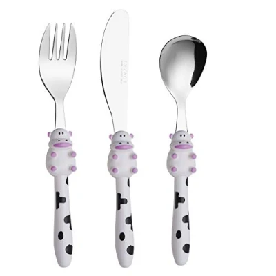 Imagen de Exzact niños cubertería 3 Pieza 1 x Cena Cuchillo, Tenedor, Cuchara (Vaca 3)