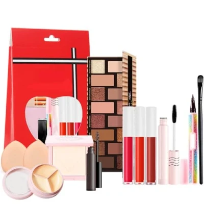 Imagen de All in One paleta de sombras ojos para maquillaje, calendario Adviento belleza, Navidad, kits maquillaje con rímel, lápiz cejas, corrector labios,
