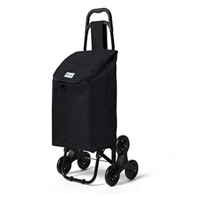 Imagen de VOUNOT Carro de la Compra con 6 Ruedas para Subir Escaleras, Carrito Plegable, Bolsa Impermeable 32 L, Negro