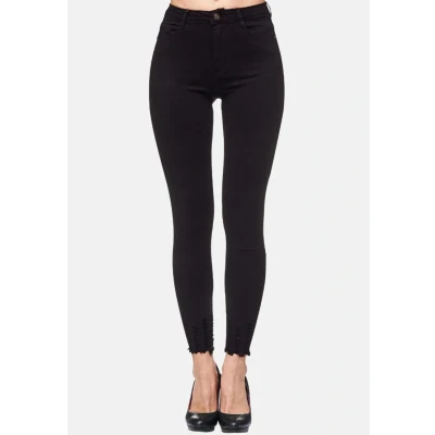 Imagen de Elara Jeans para Mujer Elástico Cintura Alta Skinny Chunkyrayan Negro 4D433 Black 36 (S)