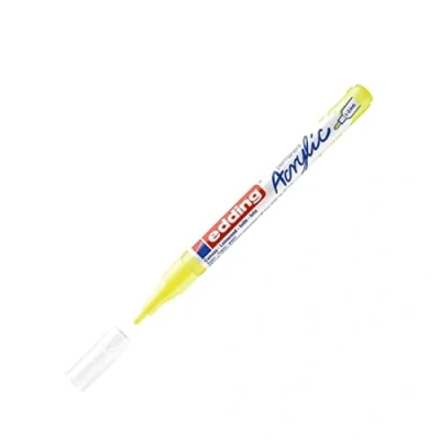 Imagen de edding 5300 marcador acrílico de trazo fino amarillo neón 1 rotulador resistente al agua punta redonda 2 mm pintura acrílica para lienzo, papel kraft, madera y piedra