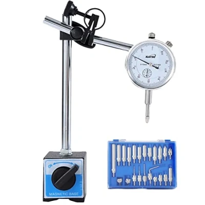 Imagen de KATSU Indicador de Carátula Calibre DTI 0 10 mm con Base Magnética y 22 Piezas Juego Puntos Indicadores, Herramientas Medición Alta Precisión 40111965