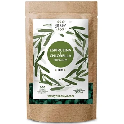 Imagen de 600 Comprimidos De Chlorella Y Espirulina. Dosis Máxima 6000mg. Energía Natural, Certificado. [vegano Saciante Detox] Alto Contenido Proteínas. Superfood Rica En Clorofila Sin Aditivos.