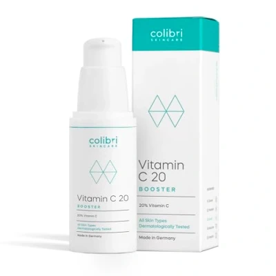 Imagen de colibri skincare VITAMIN C20 BOOSTER (30ml) serum vitamina C, facial de alta concentración, combate las manchas pigmentarias, arrugas finas y los daños causados por el sol