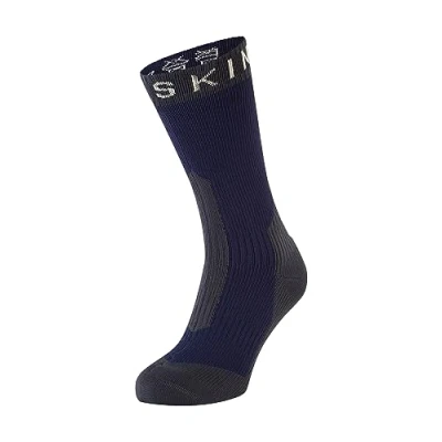 Imagen de Sealskinz Stanfield Calcetín de media caña impermeable para frío extremo, azul marino/gris, XL