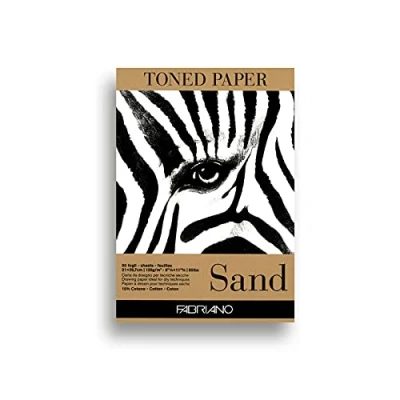 Imagen de Fabriano Honsell Toned Sand 19100496 Bloc de dibujo, DIN A4, 50 hojas, 120 g/m², papel dibujo color arena con 15% algodón, superficie natural, para todas las técnicas secado