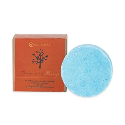 Imagen de Klemerlain Champu sólido con extracto de naranja y papaya. Hidratante. Para todo tipo cabello. Vegano. Sin jabón Hasta 93% origen natural 50 Gr