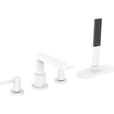 Imagen de hansgrohe Finoris Mezclador de 4 agujeros para borde bañera con sBox, blanco mate, 76444700