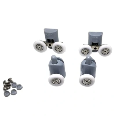 Imagen de Ruedas Mampara ducha 4 piezas De poleas for cabinas y rodillos ducha, corredores, poleas, diámetro 2 superiores dobles + inferiores simples Para Mamparas Ducha(22mm)