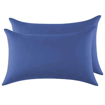 Imagen de Funda Almohada 100% Algodón 40x70 cm 2 PCS, Juego de Suave Puro Algodón, Sin Cremallera Cepillada con Cierre sobre Azúl