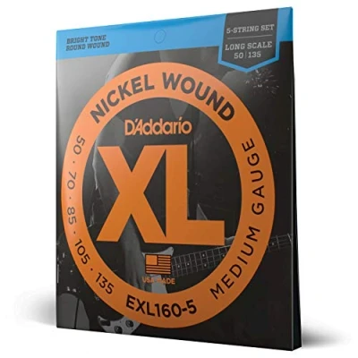Imagen de D&#039;Addario Cuerdas Bajo Electrico EXL160 5, Mediana, 50 135 (5 cuerdas), Escala larga