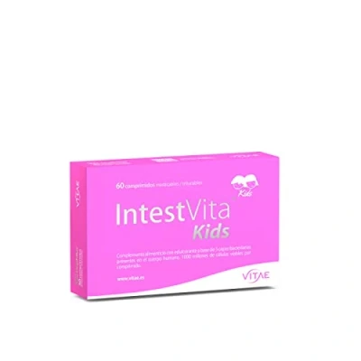 Imagen de Vitae IntestVita Kids 60 comprimidos masticables sabor Vainilla Cuidado digestivo niñas Mezcla de probióticos Regenerar la flora intestinal beneficiosa Combate malas digestiones
