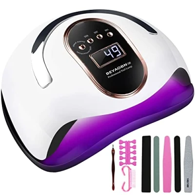 Imagen de BEYAOBN Lampara luz LED Uñas 168W Profesional Secador de UV Maquina Gel Semipermanentes con Sensor Automatico,4 Temporizadores Manicura/Pedicure Nail Art Hogar el Salón