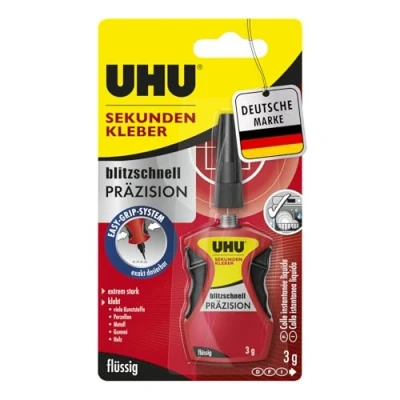 Imagen de UHU Pegamento superadhesivo de precisión rápida con un dispensador dosificador sistema agarre fácil para aplicaciones especialmente precisas, 3 g