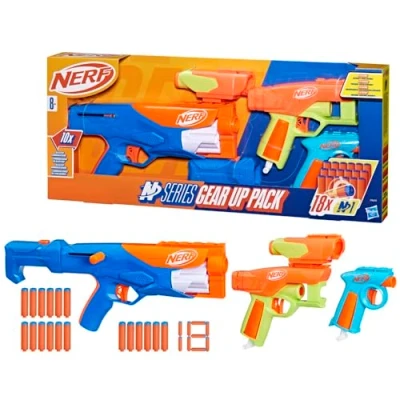 Imagen de Nerf N Series Gear Up Pack 3 lanzadores 18 Dardos N1 Solo compatibles con los