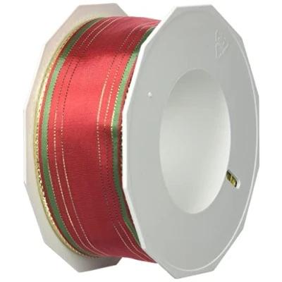 Imagen de Präsent Cinta con Alambre, Tafetán, Rojo Verde, 40mm 20m, 20