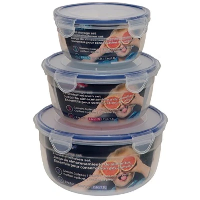 Imagen de Maturi Juego de 3 recipientes para almacenamiento alimentos con tapas herméticas, sin BPA, 0,7 L 1,8