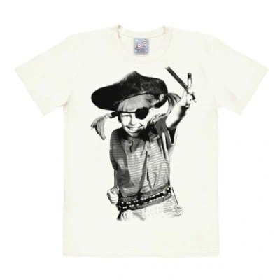 Imagen de Logoshirt Camiseta Pippi Calzaslargas Pirata Långstrump Pirate con Cuello Redondo Blanco Antiguo Diseño Original Licencia, Talla XS