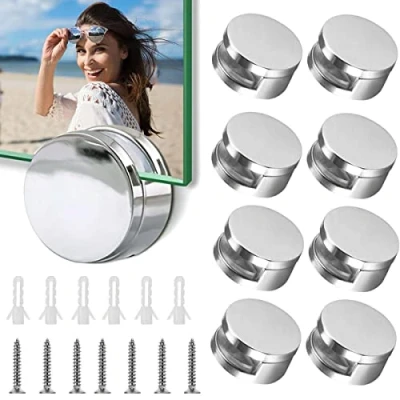 Imagen de Uni Fine 8 soporte de vidrio, cristal, clip espejo con tornillos acero inoxidable y tacos adecuado para baño, sala estar, lugares públicos etc