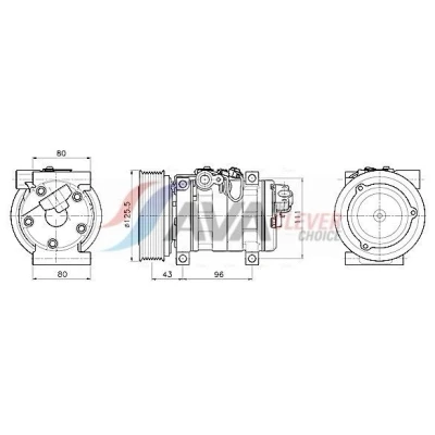 Imagen de AVA COOLING SYSTEMS MZAK302 compresor de Aire Acondicionado H12 12V PAG 46 R134a con aceite PAG, acoplamiento magnético, sin diodo