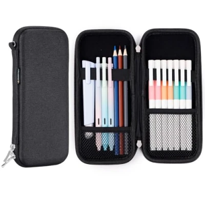 Imagen de iDream365 Upgraded Hard Pencil Case Box for Audlts,Durable Pen Carrying with Zipper Black …