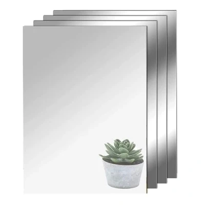 Imagen de TSKDKIT 4 Piezas Espejos Adhesivos HD sin Vidrio Espejo Acrílico 30 x 21cm de Pared Grandes Marco para Armarios Sala Estar, Baño, Dormitorio