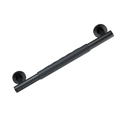 Imagen de WENKO Asidero Secura 40,5 cm, asa de agarre para baño y apoyo el cuarto baño, ducha, bañera o inodoro, acero inoxidable con superficie antideslizante tacto suave, negro