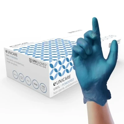 Imagen de Vogue CB254 M Guantes de Vinilo, Talla M, Azul (Paquete 100 Individuales)