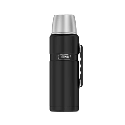 Imagen de THERMOS termo King de acero inoxidable, negro 1,2 l, con vaso para beber 4003.232.120, apto lavavajillas, se mantiene caliente 24 horas frío durante horas, sin BPA