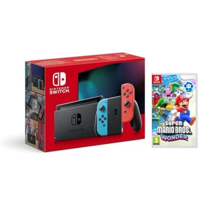 Imagen de Consola Nintendo Switch Color Azul Neón/Rojo Neón + Super Mario Bros. Wonder