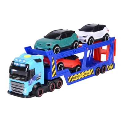 Imagen de Dickie Toys Tráiler Transportador de Coches Volvo 40 cm Camión FH16 con Remolque, Incluye 3 XC40 Recharge, Efectos Luz y Sonido, Juguete para Niños a Partir Años (203747017)