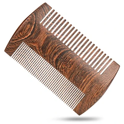 Imagen de H&amp;S Peine de Doble Cara Para el Cuidado la Barba Cepillo Madera Antiestático Pelo Bigote Hombre Peinar y Aplicar Kit Aceites