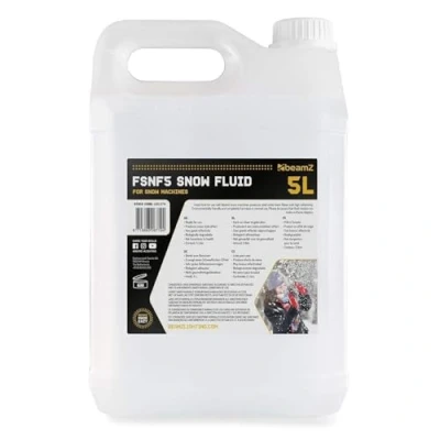 Imagen de BeamZ FSNF5 Líquido para Máquina de Nieve Artificial, 5 Litros, Alto Rendimiento, Biodegradable, No Tóxico, Sin Residuos, Liquido Maquina Artificial Eventos, Fiesta, Decoracion Navidad, 5L