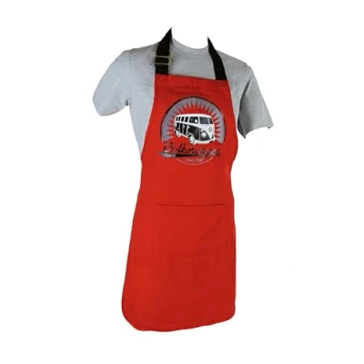 Imagen de BRISA VW Collection Delantal de cocina para hombres y mujeres Volkswagen T1 Camper Bus (Logotipo Vintage/Rojo)