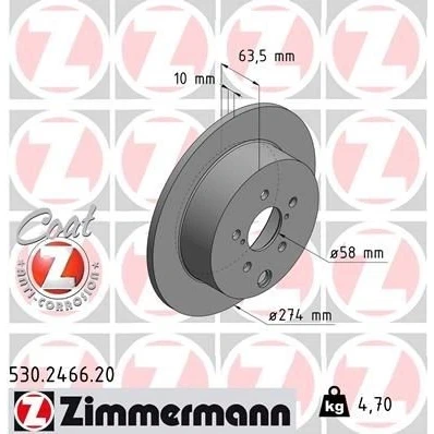 Imagen de Disco de freno ZIMMERMANN 530.2466.20