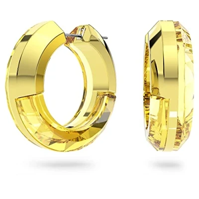 Imagen de Swarovski Pendientes de Aro Lucent, Cristal Amarillo, Completamente Tallado con un Sutil Clip Aluminio, la Colección Lucent