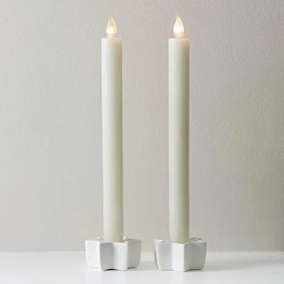 Imagen de Lights4fun Juego de 2 velas LED color blanco cálido, cera real, 25 cm, crema