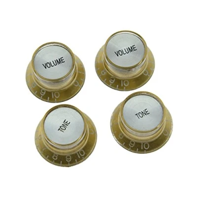 Imagen de Dopro Juego de 4 pomos reflectores guitarra LP dorados con tapa cromada para SG Epiphone Les Paul