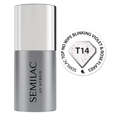 Imagen de Semilac Top Coat Esmalte de gel UV sin toallitas para remojar en calidad salón manicura 7 ml