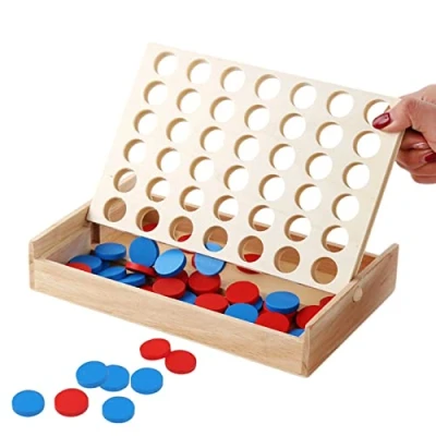 Imagen de TFSYLISA Juego Conecta 4,Juego Cuatro en Raya de Madera,Juego Mesa Clasico 4 Linea para Niños Adultos Familiares Viaje