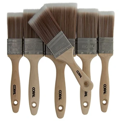 Imagen de Coral 31599 Painter&#039;s Pack Juego de 6 Pinceles Pintura Grado Profesional con Madera FSC, Piezas, 2 x 1.5 Pulgadas, 3 y Pulgadas