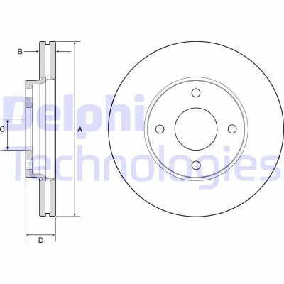 Imagen de DELPHI BG4953C Disco de freno 262 23 4 ventilado revestido sin procesar cojinete rueda, anillo sensor ABS FORD: Fiesta 7, Mk7 Furgón