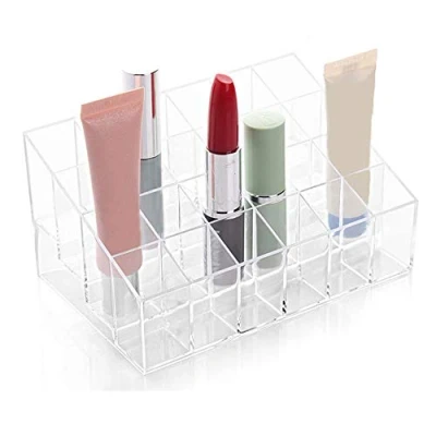 Imagen de almacenamiento de pintalabios transparente 24 compartimentos Soporte exhibición cosméticos para maquillaje Organizador brillo labios Por TRIXES