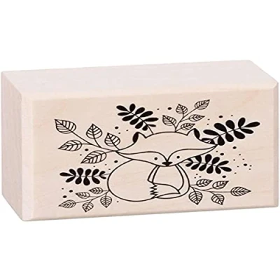 Imagen de Artemio zorro hoja sello, madera, negro, 3,47 x 2,5 4,7 cm