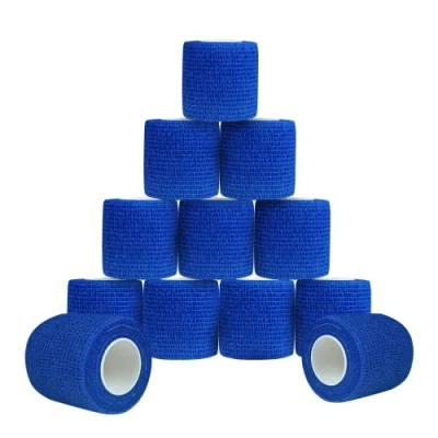 Imagen de Venda Cohesiva 5 cm x 4.5 m Elástica Autoadhesiva Vendaje Deportivo Tape Crossfit 12 Rollos Azul
