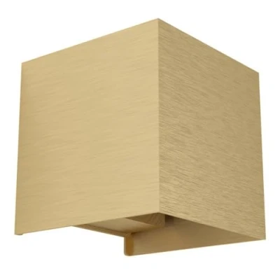 Imagen de Eglo Valmontone Lámpara de pared LED interior, iluminación indirecta, doble emisión, forma cubo, aplique pared, para dormitorio y salón, metal, latón, color luz blanco cálido, 10 x cm